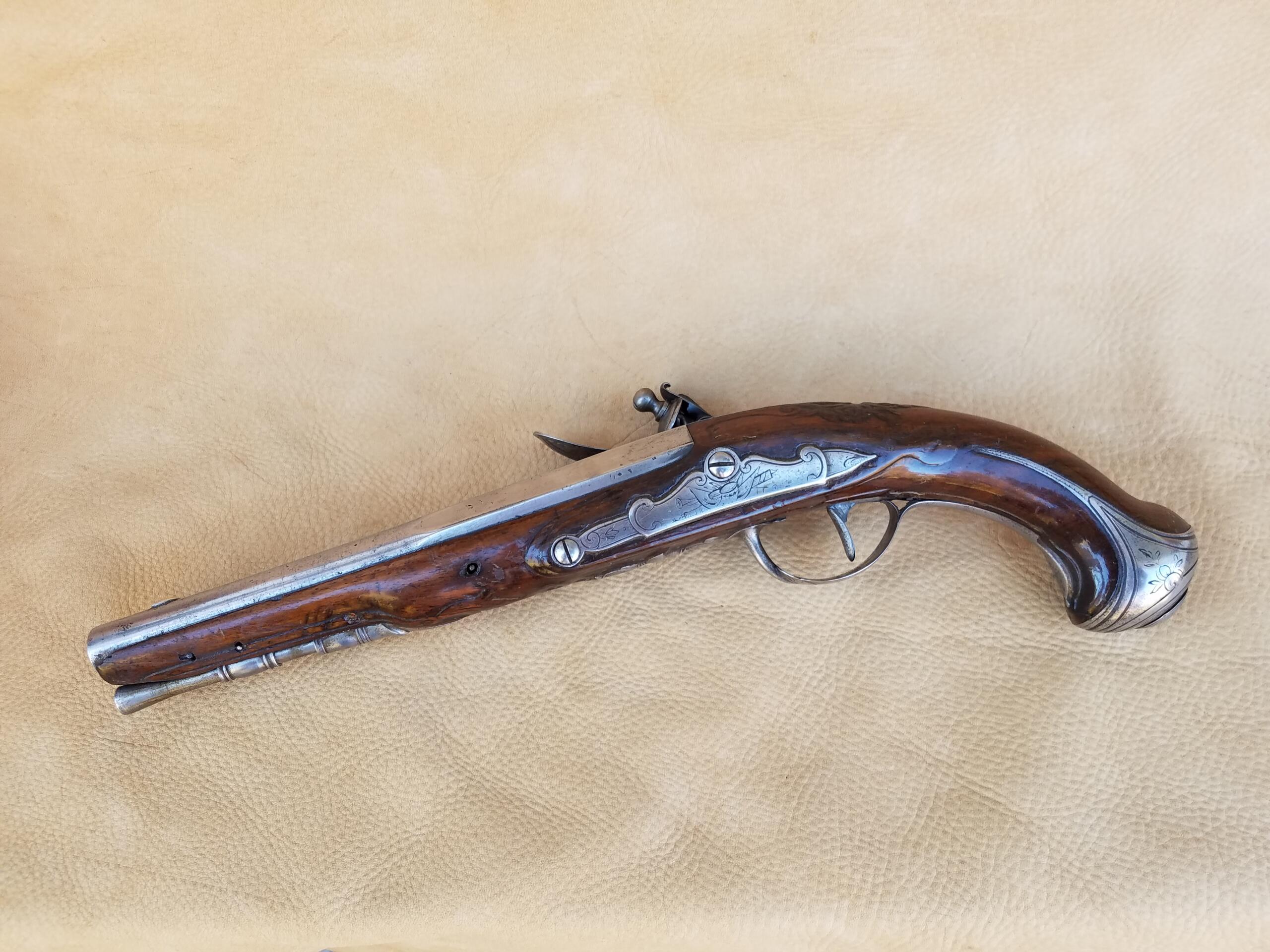 Brass French Colonial Flintlock Pistol